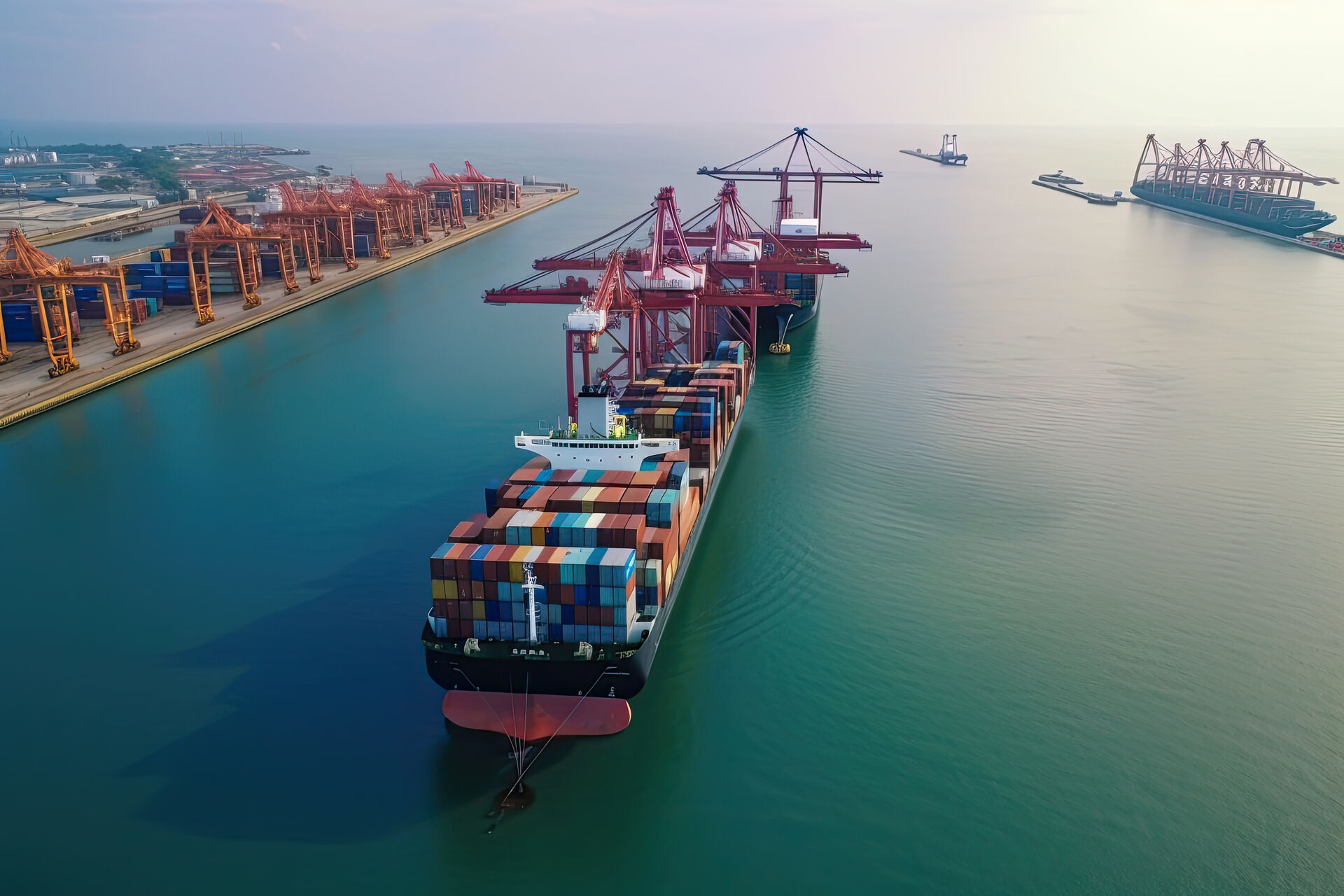 Container ship at port