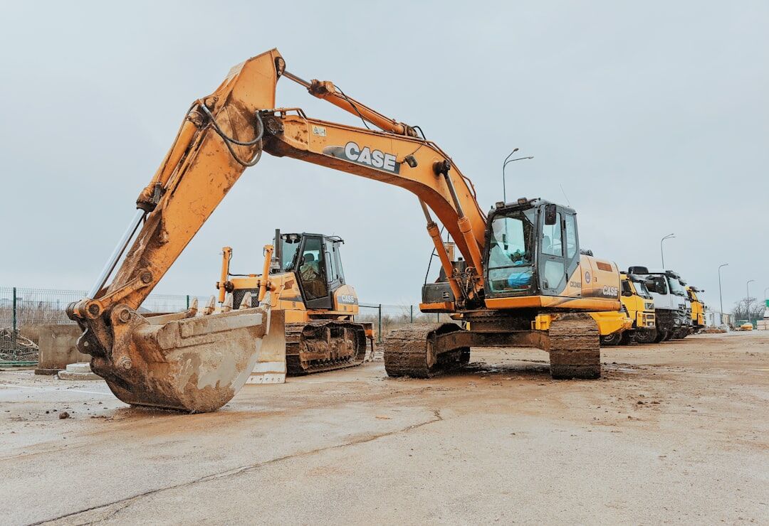 Excavators on a construction site